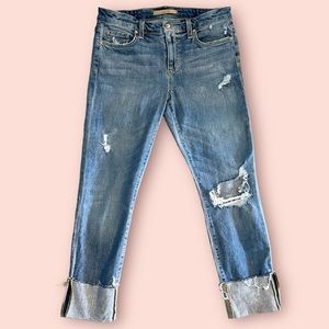 Joe’s Jeans Cuffed Crop Jeans Distressed Size 28